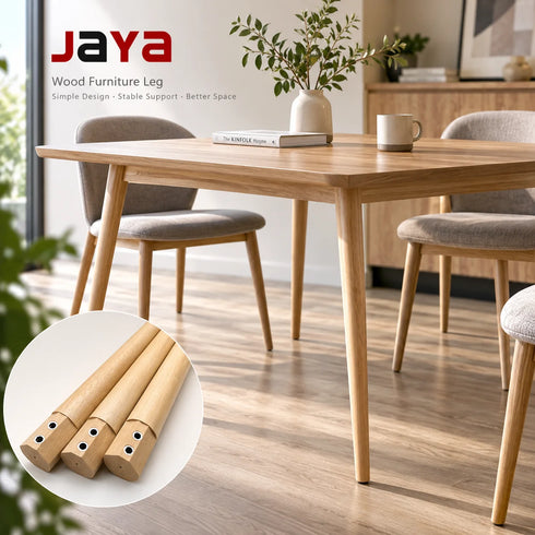 JAYA Modern Wood Furniture Legs for Dining and Kitchen Tables Black Training Table Office Use