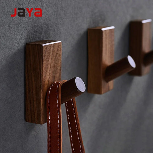 JAYA New Style Walnut Wood Coat Hook  for Home Kitchen Solid Wood Entrance Wall Hanging High-End Punch-Free Door Back