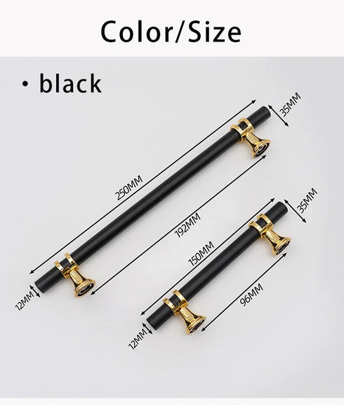 JAYA Modern Aluminum T Bar Cabinet Pull Handles and T Knobs Black Gold Drawer Pulls for Kitchen Wardrobe Cupboard Furniture