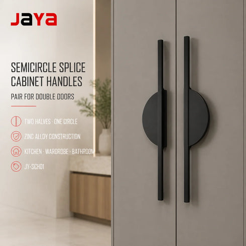 JAYA Minimalist Zinc Alloy Semicircle Splice Multi-Function Cabinet Pull Handles for Drawer Double Door Kitchen Wardrobe