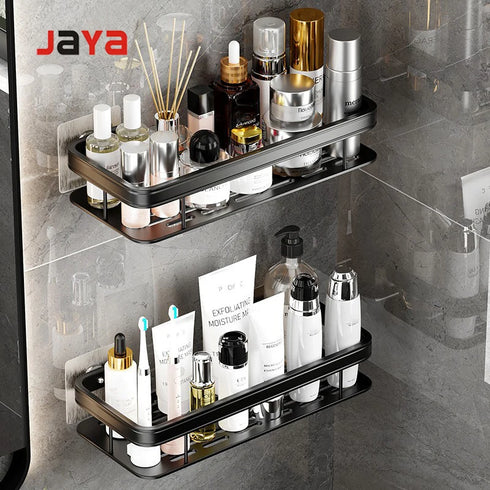 JAYA Modern Aluminum Alloy Toilet Furniture Hardware Rack Free Punch Suction Cup Wall Mounted Washstand Supplies Bathroom