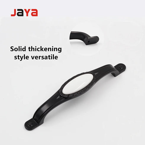 JAYA European style zinc alloy and ceramic handles black and white 2 hole  kitchen or bedroom drawer handles