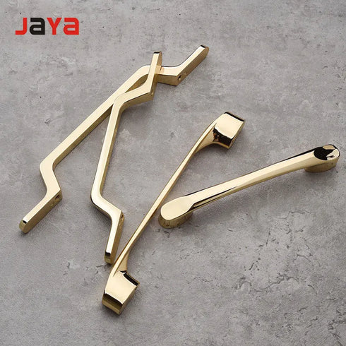 JAYA  Light Luxury Modern Minimalist Bright Gold Cabinet Handle American Zinc Alloy Shoe Cabinet Bookcase Handle
