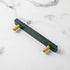 JAYA Luxury Marble and Brass Cabinet Handles Green White T Bar Pulls Knobs for Kitchen Cabinets Drawers and Wardrobes