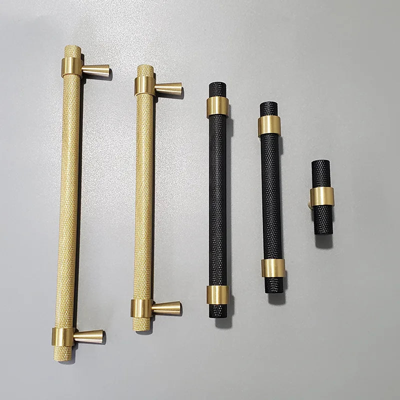 JAYA Nordic Value Black Brass Modern Knurled Handle for Kitchen Cabinet Wardrobe Drawer Shoe Cabinet Doors