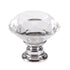 JAYA 30mm Clear Faceted Crystal Glass Cabinet Knob with Silver Base for Dresser Drawer Kitchen Dining Room Furniture