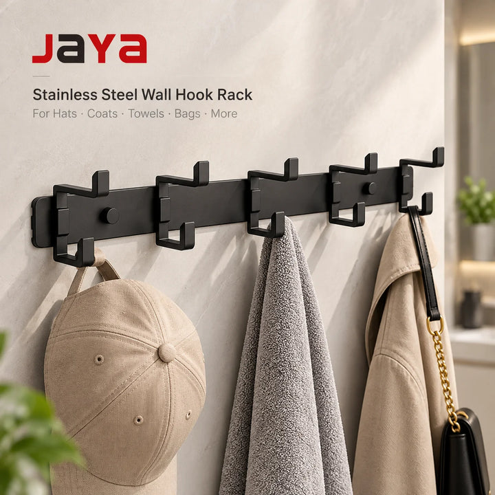 JAYA Golden Wall Hooks Hat Cloth Hanger Coat Hook Bathroom Mop Hook Stainless Steel Rack