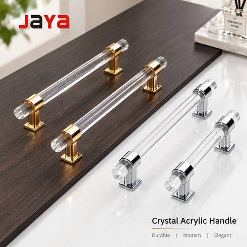 JAYA Durable Decorative Handle Hardware Acrylic Serving Tray Handles Silver Clear Acrylic Tray Handle