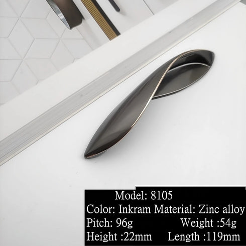 JAYA Modern European Black and Gold Metal Cabinet Pull Handles for Kitchen Drawers Wardrobe and Furniture Doors