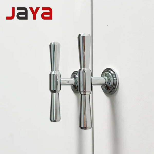 JAYA Chrome-Plated Brass Polished Small Handle Vintage Silver Cabinet Drawer Knob Retro Living Room Kitchen Handle Knobs