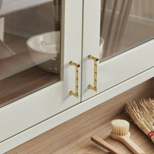 JAYA French Light Luxury Retro Bamboo Shape  Nordic Modern Simple Cabinet Door Wardrobe Handle Drawer Brass Gold Hardware