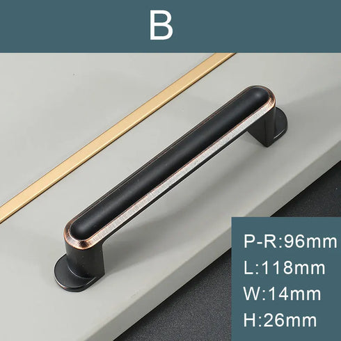 JAYA Luxury European-style Wardrobe Door Handle American-style Cabinet Door Handle Drawer Cabinet Door Black Red Handle
