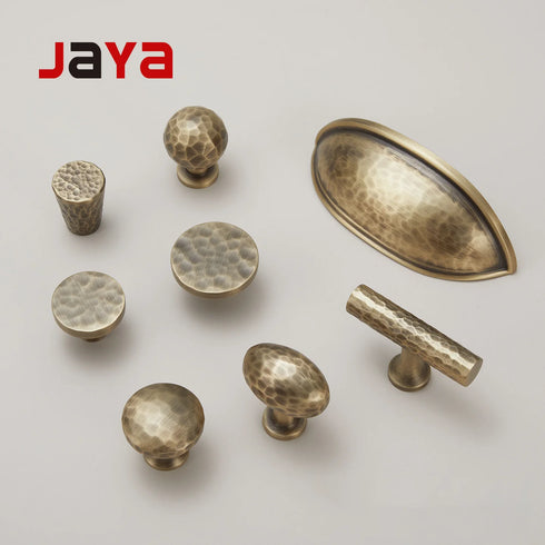 JAYA Modern Solid Brass Hammered Furniture Handles Knobs  Eco-Friendly Durable Bronze Brass Furniture Handle Knobs