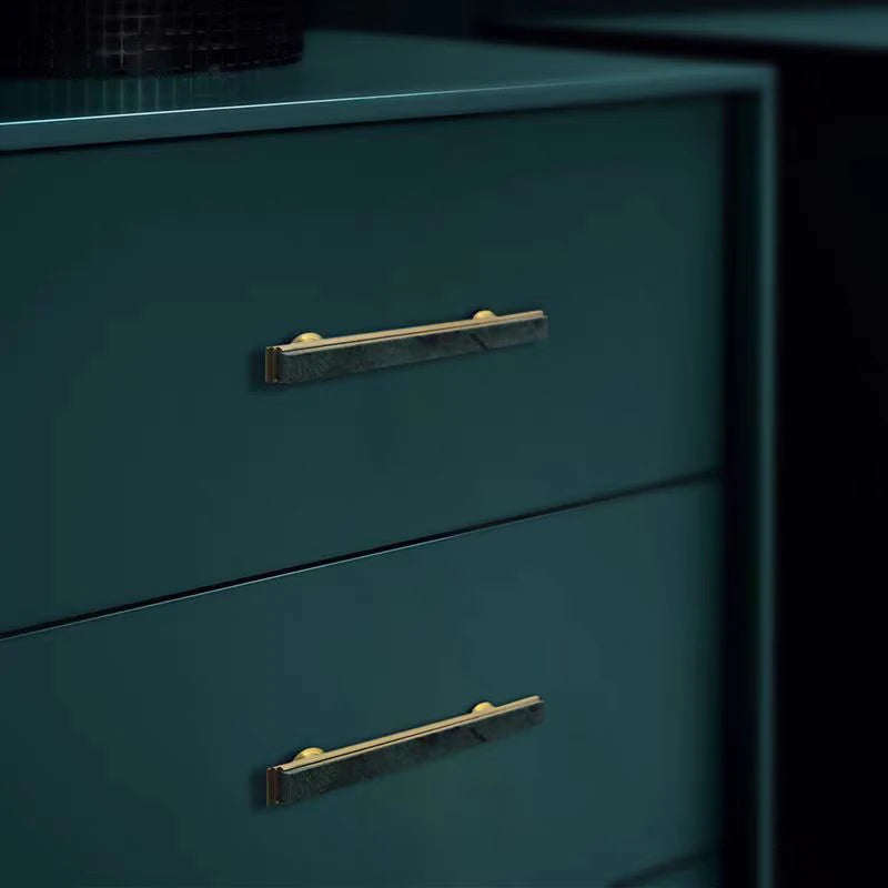 JAYA Natural Marble Cabinet Knobs and Bar Pulls with Brass Frame for Kitchen Drawer Cupboard Wardrobe and Dresser