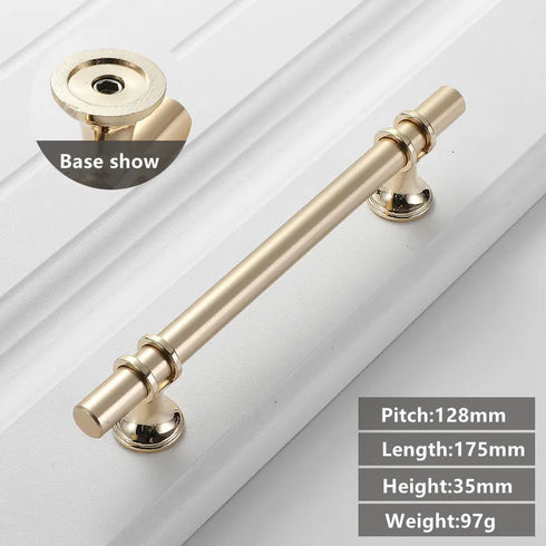 JAYA Black Kitchen Furniture Handles 128mm Solid Stainless Steel and Copper Cabinet Pulls for Door Drawer Modern CNC Appliance