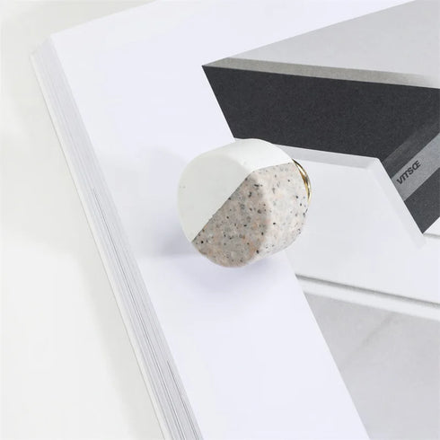 JAYA Modern Two Tone Natural Marble Cabinet Knobs with Solid Brass Base for Kitchen Drawer Dresser Wardrobe Furniture