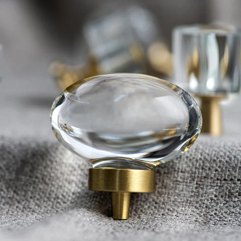 JAYA Modern Light Luxury Hotel Kitchen Wardrobe Drawer Handle Single Hole Transparent Crystal Cupboard Handles