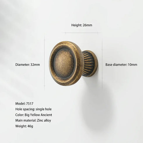 JAYA Retro Zinc Alloy Wardrobe Door Handle Modern Light Luxury Simple Bronze Single-hole Drawer Cabinet Wine