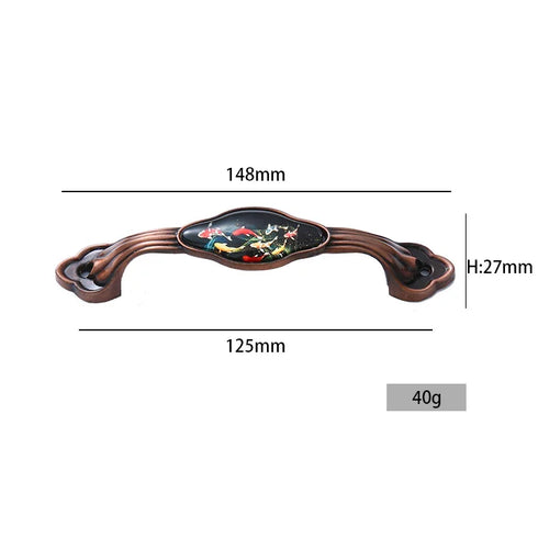 JAYA Bedroom Kitchen Cupboard Handle Classical Decorative Ceramic Antique Brass Zinc AlloyTibetan Style Furniture Door Handle