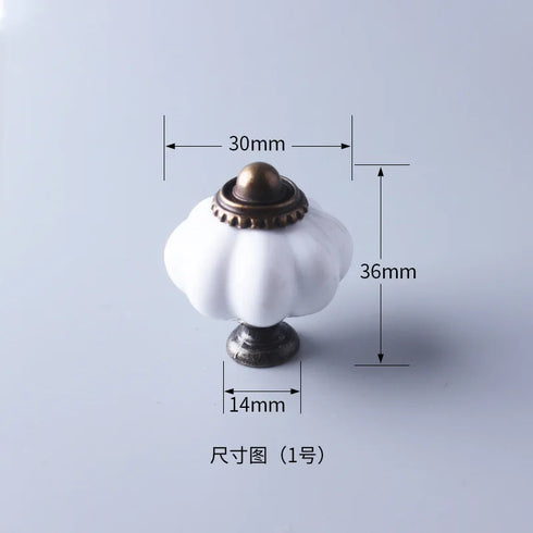 JAYA White Ceramic and Clear Acrylic Cabinet Knobs Pumpkin Shape Single Hole Drawer Pulls for Kitchen Wardrobe Dresser Cupboard