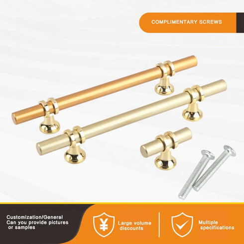 JAYA Gold Zinc Alloy T Bar Cabinet Pull Handles and T Knobs 64 96 128mm for Kitchen Wardrobe Drawer Cupboard