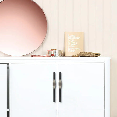JAYA JY-TCP01 Modern Two-Tone Long Cabinet Pull Handle with Faceted Center Grip for Kitchen Drawer Wardrobe Sliding Door