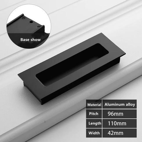 JAYA Modern Aluminum Alloy Recessed Cabinet Handles Black Silver Flush Finger Pulls for Kitchen Drawers Wardrobes Furniture