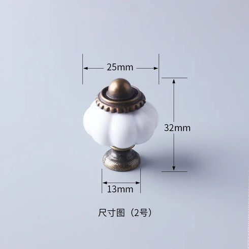 JAYA White Ceramic and Clear Acrylic Cabinet Knobs Pumpkin Shape Single Hole Drawer Pulls for Kitchen Wardrobe Dresser Cupboard