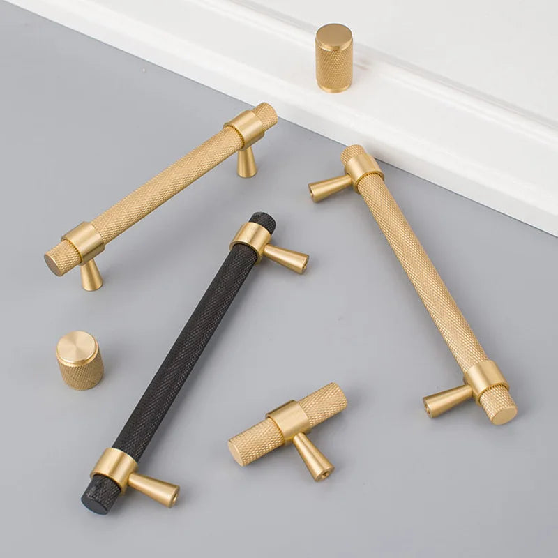 JAYA Nordic Value Black Brass Modern Knurled Handle for Kitchen Cabinet Wardrobe Drawer Shoe Cabinet Doors