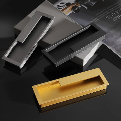 JAYA Recessed Flush Pull Handles Modern Built-in Rectangular Finger Pulls for Sliding Door Cabinet Wardrobe Drawer Furniture