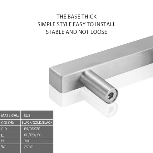 JAYA Modern Luxury Style Stainless Steel Furniture Handle Kitchen Pull Cabinet Solid Square Bar T-Handle