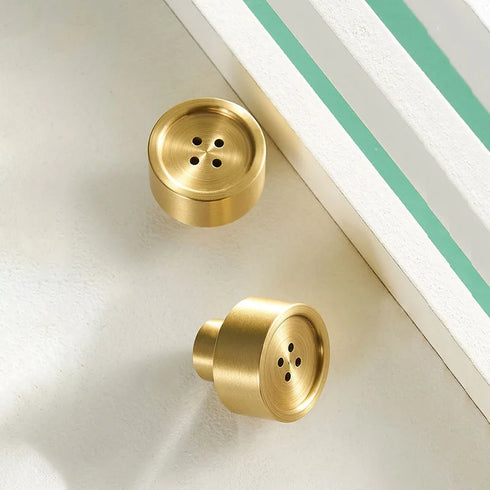 JAYA Solid Brass Round Button Design Cabinet Knobs for Kitchen Drawer Wardrobe Door Dresser Furniture Hardware