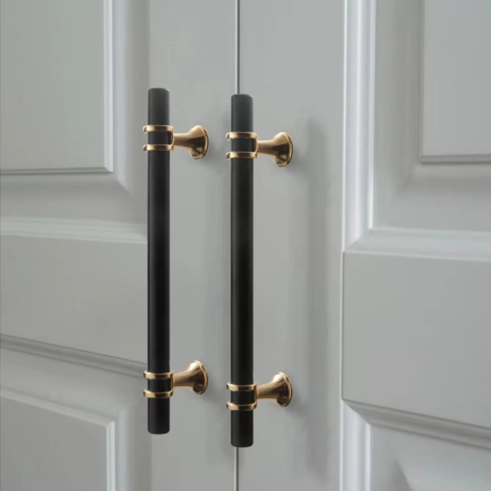 JAYA Luxury Gold and Black Cabinet Handles Modern Bar Drawer Pulls T Knobs for Kitchen Wardrobe Cupboard Furniture Hardware