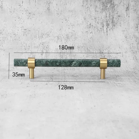 JAYA Luxury Marble and Brass Cabinet Handles Green White T Bar Pulls Knobs for Kitchen Cabinets Drawers and Wardrobes