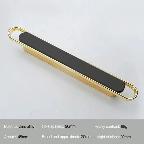 JAYA Zinc Alloy Cabinet Pull Handle Gold Frame Black Marble Effect Inlay for Wardrobe Drawer Door Furniture