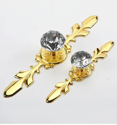 JAYA Luxury Diamond Crystal Cabinet Handles and Knobs Vintage Drawer Pulls for Closet Door Wardrobe Cupboard Furniture Hardware