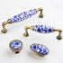 JAYA Blue and White Porcelain Cabinet Handles and Knobs Antique Bronze Drawer Pulls for Kitchen Wardrobe Cupboard Dresser