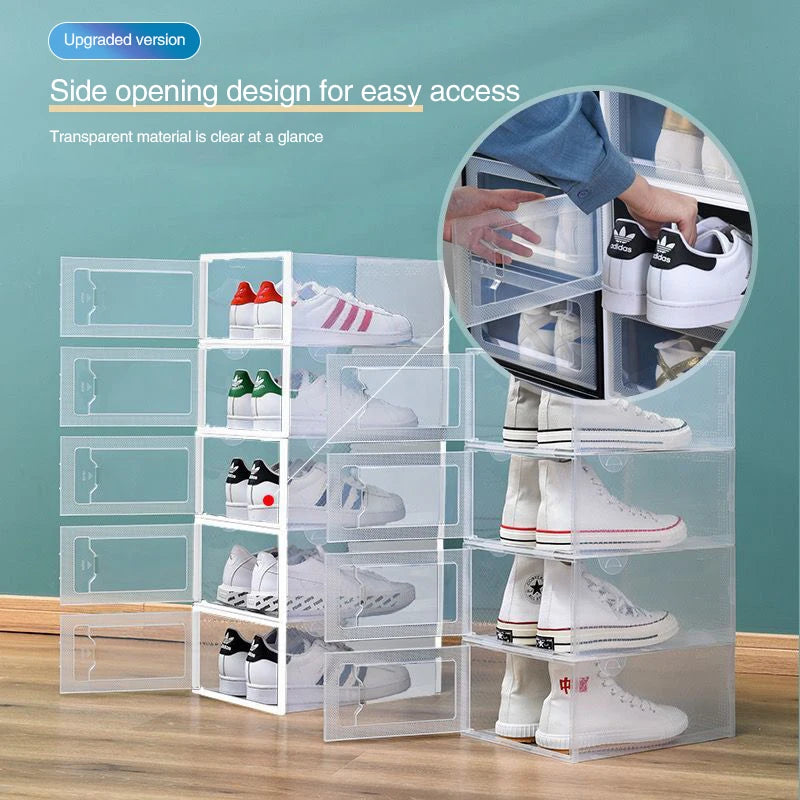 JAYA Stackable Transparent Plastic Shoe Boxes Front Opening Sneaker Storage Organizer Cabinet for Closet Entryway Wholesale
