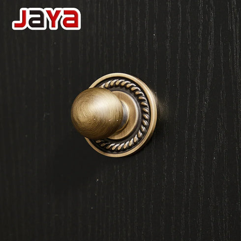 JAYA Antique Brass Finish Cabinet Knobs with Backplates Vintage Single Hole Drawer Pulls for Kitchen Wardrobe Dresser Furniture