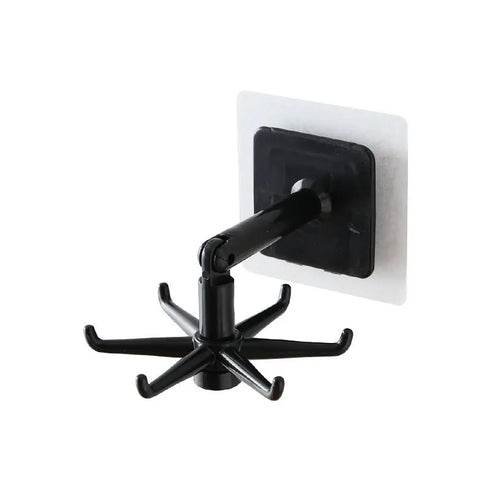 JAYA Self-Adhesive Rotating Multi-Hook Wall Hanger No-Drill Plastic Utensil Key Clothes Organizer for Kitchen Bathroom
