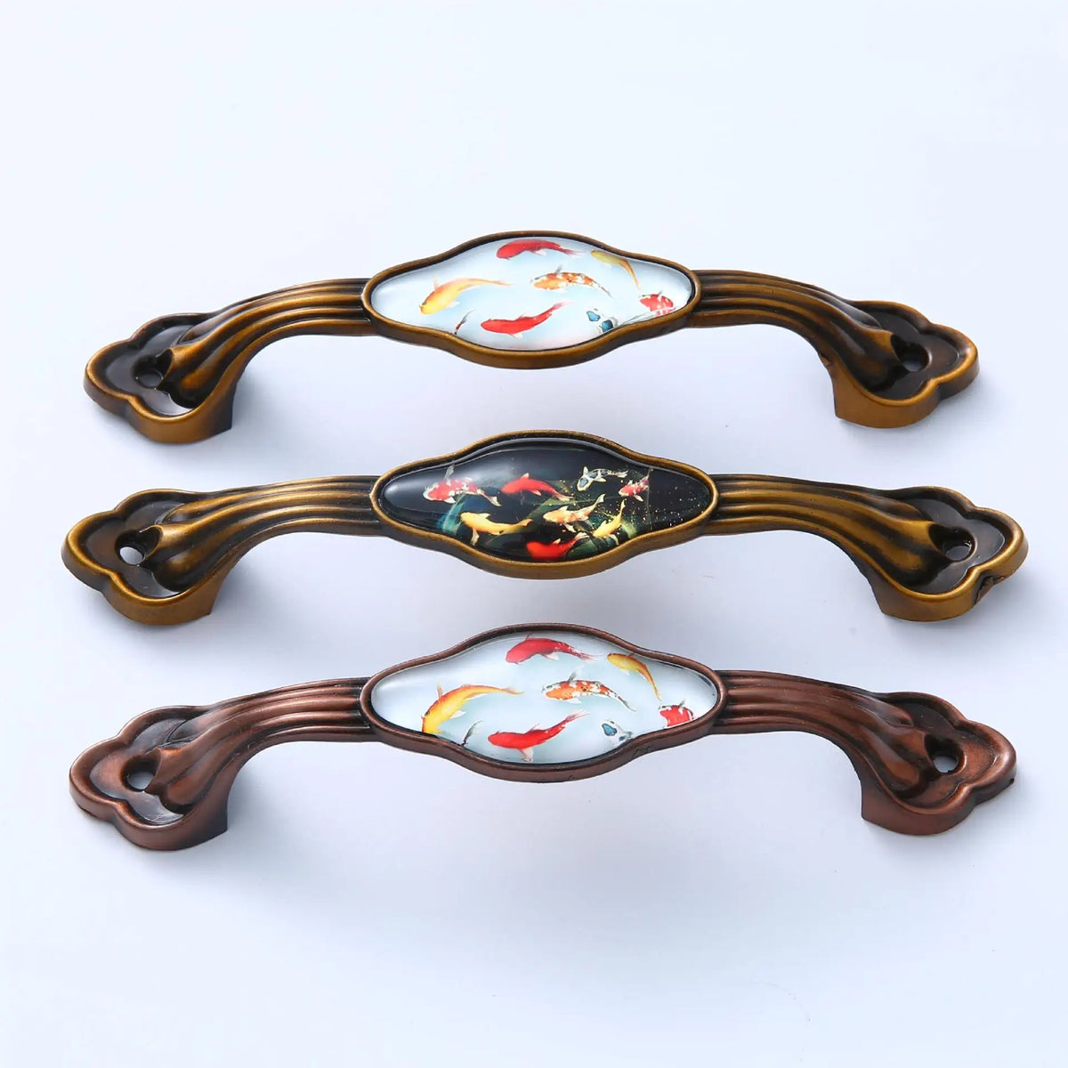 JAYA Bedroom Kitchen Cupboard Handle Classical Decorative Ceramic Antique Brass Zinc AlloyTibetan Style Furniture Door Handle