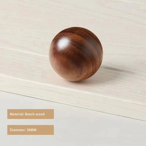 JAYA Round Wooden Cabinet Knobs Natural Wood Drawer Pulls for Wardrobe Cupboard Dresser Furniture