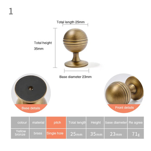 JAYA Modern Light Luxury Retro Chinese Furniture Wardrobe Drawer and Door Knob Yellow Bronze Brass Furniture Door Handle