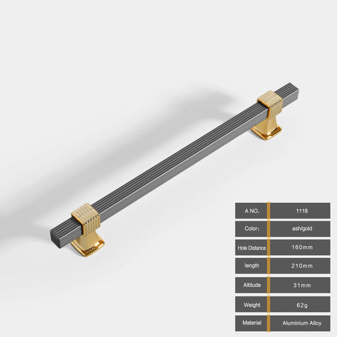 JAYA Black Gold Fluted Cabinet Pull Handles Modern Ribbed Bar Drawer Wardrobe Cupboard Kitchen Furniture Hardware Multiple Sizes