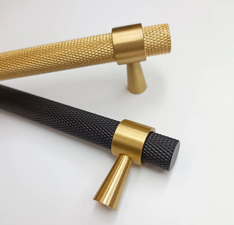 JAYA Nordic Value Black Brass Modern Knurled Handle for Kitchen Cabinet Wardrobe Drawer Shoe Cabinet Doors