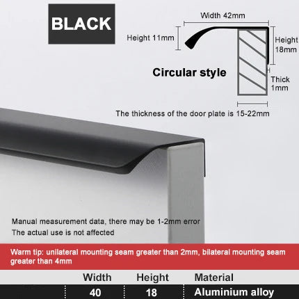 JAYA JY-ATP01 Modern Aluminum Alloy Hidden Tab Pull Top-Mount Edge Handle for Kitchen Cabinet Drawer Wardrobe