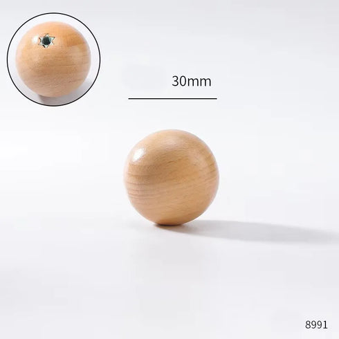 JAYA Natural Wooden Round Ball Cabinet Knobs in Multiple Sizes for Drawers Wardrobes Dressers and Cupboards