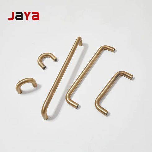 JAYA Solid Brass Yellow Bronze Cabinet Pull Handles French Retro Minimalist Long Round Bar for Wardrobe Doors Drawers