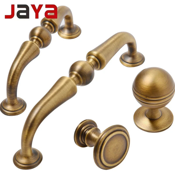 JAYA Modern Light Luxury Retro Chinese Furniture Wardrobe Drawer and Door Knob Yellow Bronze Brass Furniture Door Handle