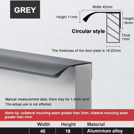 JAYA JY-ATP01 Modern Aluminum Alloy Hidden Tab Pull Top-Mount Edge Handle for Kitchen Cabinet Drawer Wardrobe
